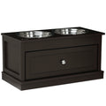 Large Elevated Dog Bowls with Storage Drawer Containing 11L Capacity, Raised Dog Bowl Stand Pet Food Bowl Dog Feeding Station, Brown
