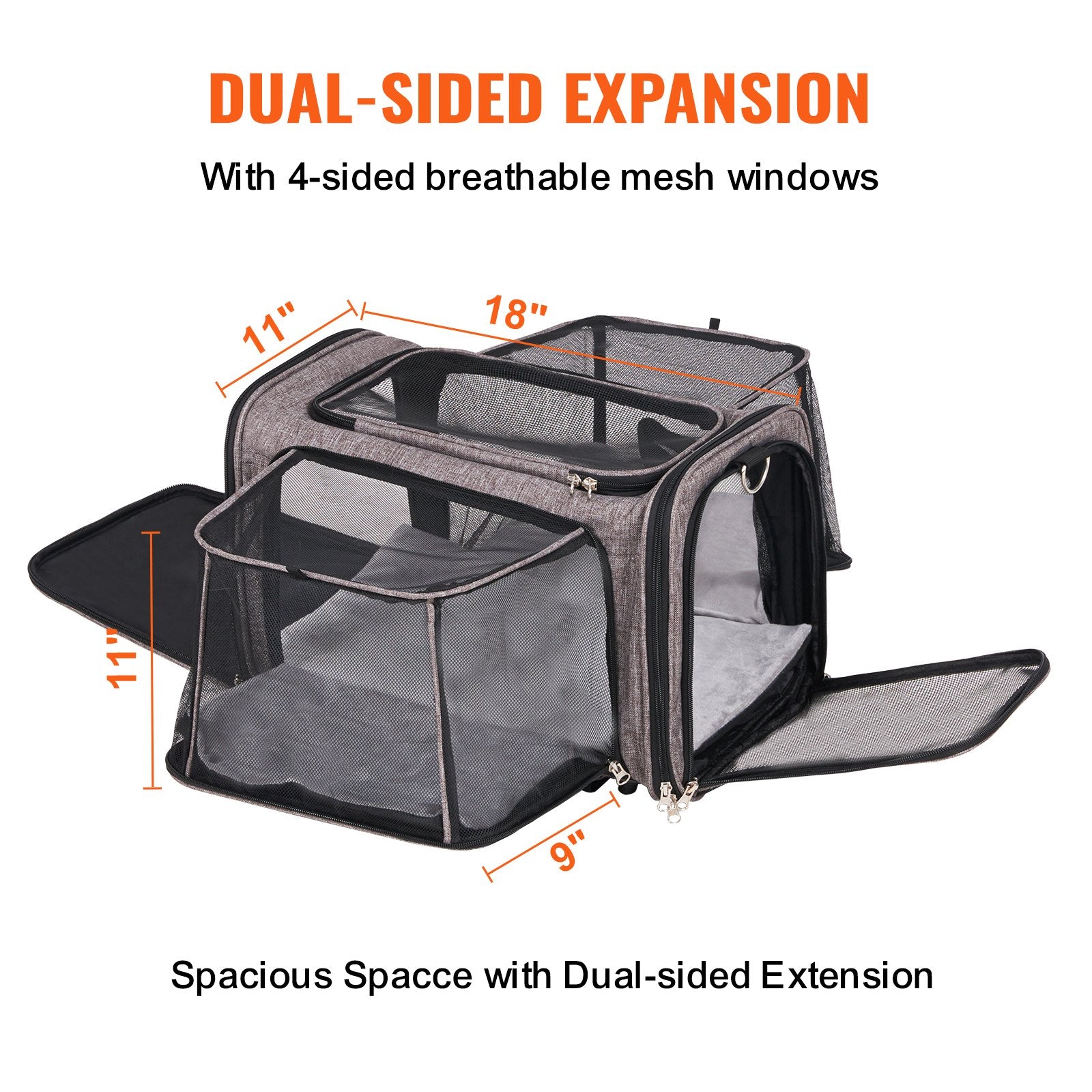 Cat Carrier With Wheels, Airline Approved Rolling Pet Carrier With Telescopic Handle And Shoulder Strap, Dog Carrier With Wheels For Pets Under 25 Lbs, With 1 Folding Bowl, Grey