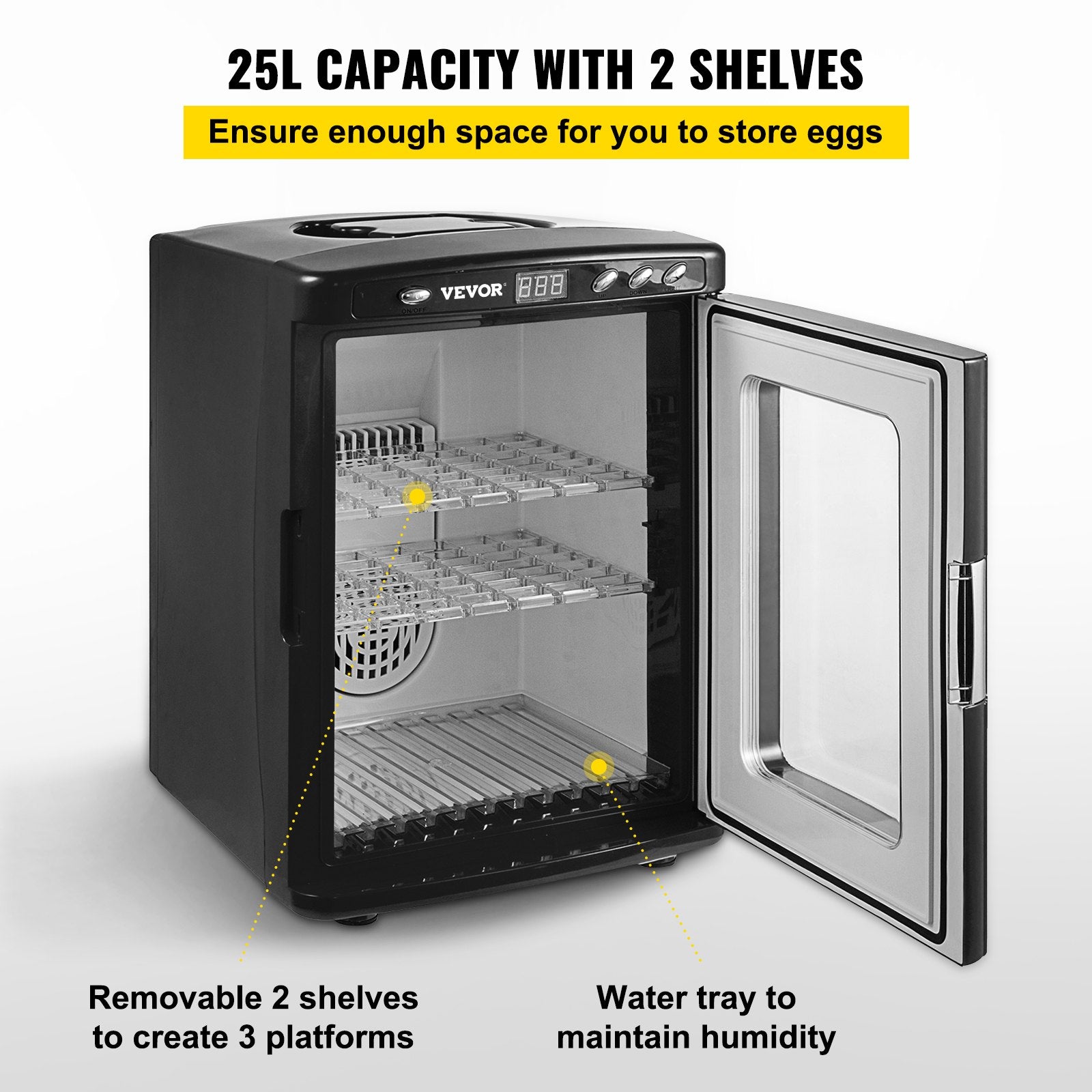 Black Reptile Incubator 25L Scientific Lab Incubator Digital Incubator Cooling And Heating 5-42°C Reptile Egg Incubator 12V/110V Work For Small Reptiles