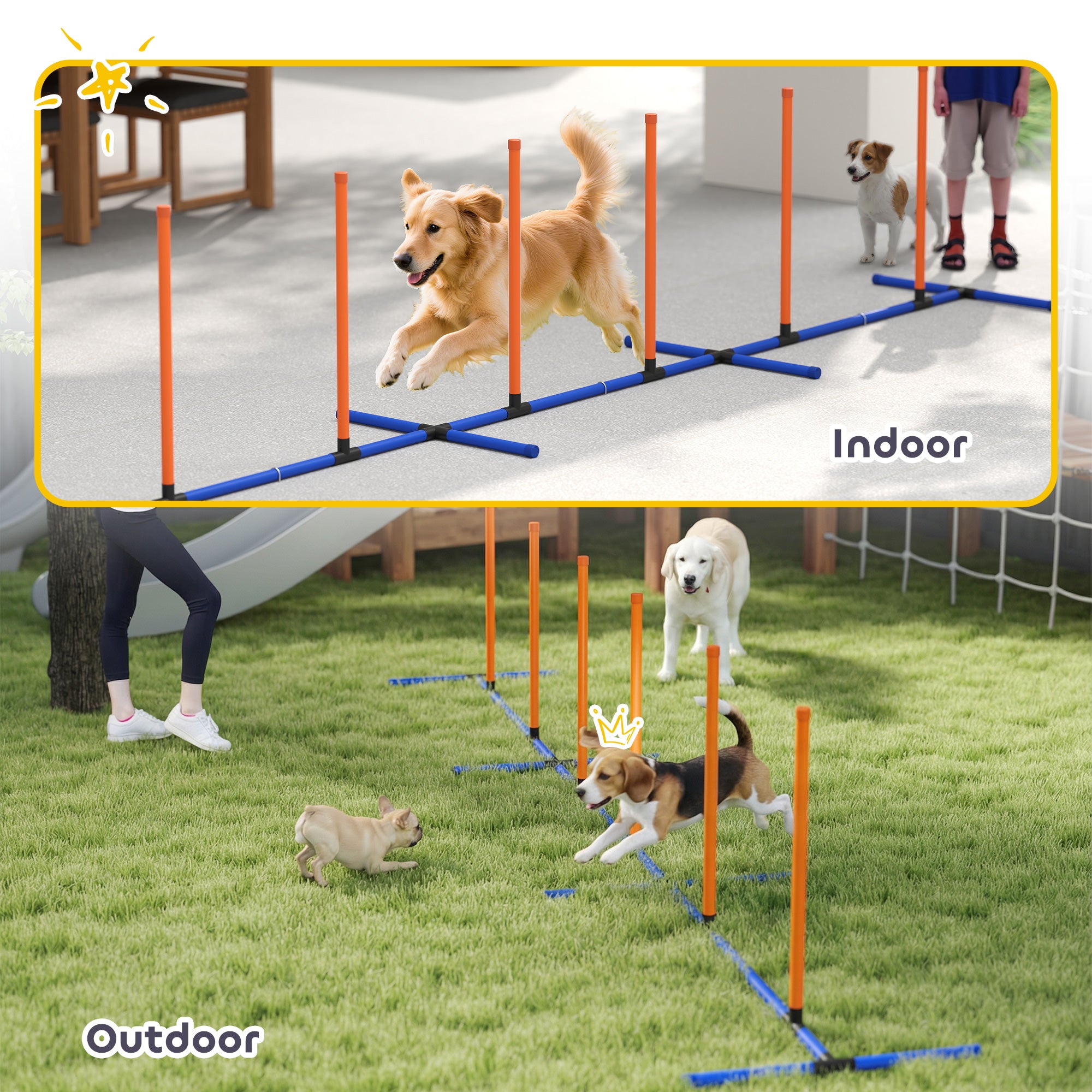 Dog Agility Training Equipment Adjustable Poles for Dog Agility Course with Carry Bag