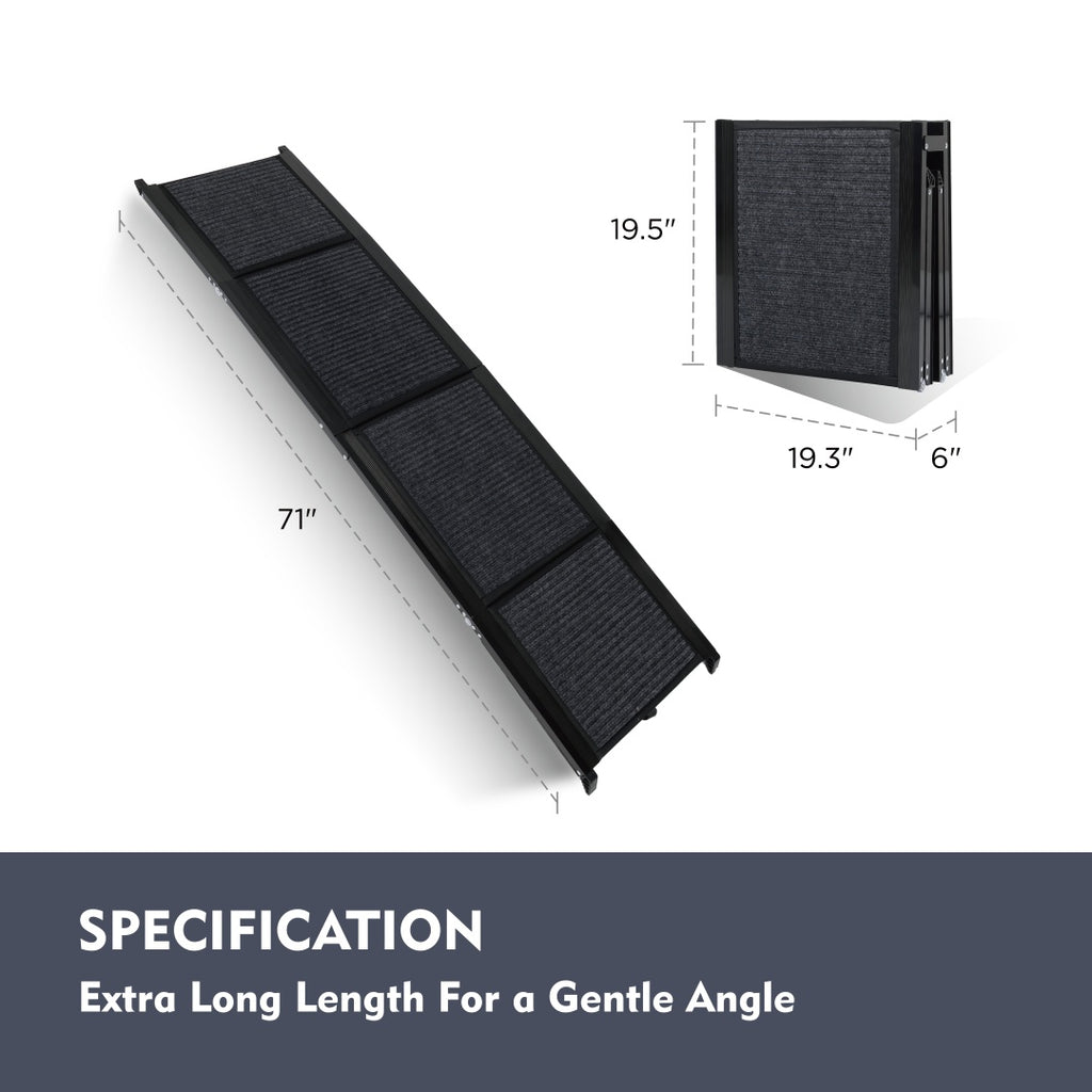 Dog Ramp For Car 71 Long  19.5 Wide Portable Dog Ramps For Large Dogs With Non-Slip Rug Surface Dog Car Ramp For SUV Car  Truck, Folding Dog Ramp Up To 250LBS