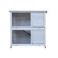 Rabbit Hutch Outdoor, 2-Story Rabbit Cage Indoor With Run, Bunny Cage With 2 Removable No-Leak Trays, Pet Cages With Non-Slip Ramp, Waterproof Roof, Fence, For Small Animals