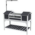 Tortoise Enclosure Tortoise House with Adjustable Lamp Holder Storage Shelf, Dual Main Houses, Openable Lid, Gray