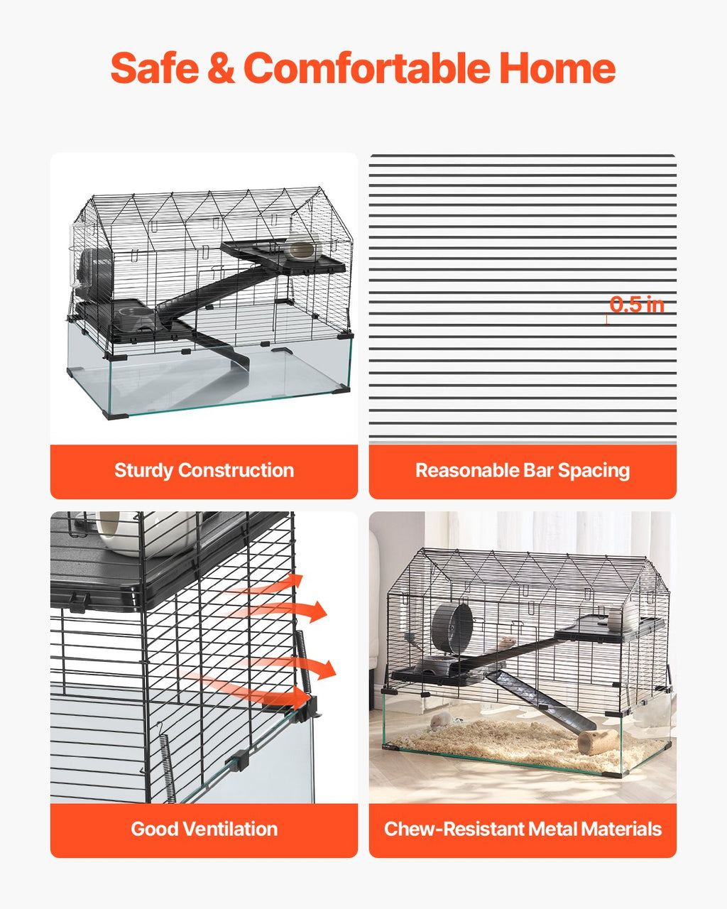 Wire Hamster Cage Habitat 29.5in Pet Rodent Gerbil Mice Small Animal House