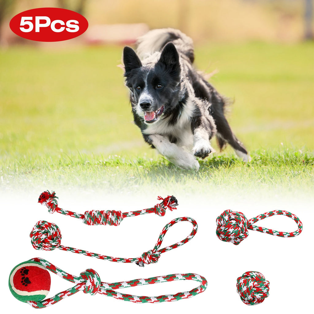 Set Of 5Pcs Dog Rope Chew Toys Dog Interactive Toys Set For Puppy Small Medium Aggressive Chewers Dogs Training Teething Playing