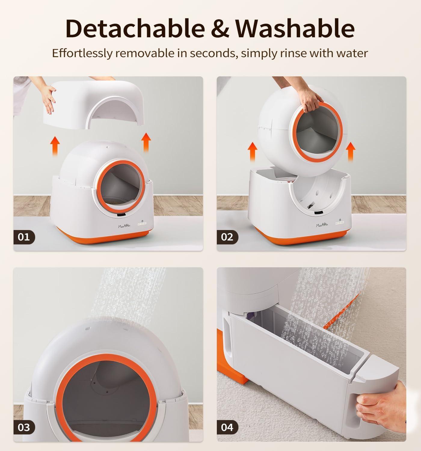 60L Automatic Cat Litter Box, Smart App Control, Deodorizing, Infrared Sensor, Suitable For Multiple Cats