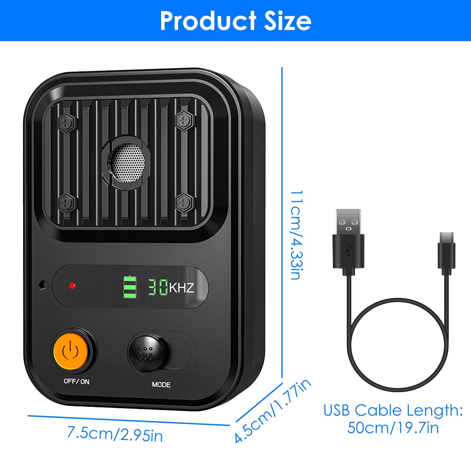 Black-Green Color Options -- 1Pc Ultrasonic Anti-Barking Device Rechargeable Auto Dog Bark Control Deterrent Box Training Device IPX4 Waterproof With 3 Frequency Max 32.8Feet Sensing Distance For Most