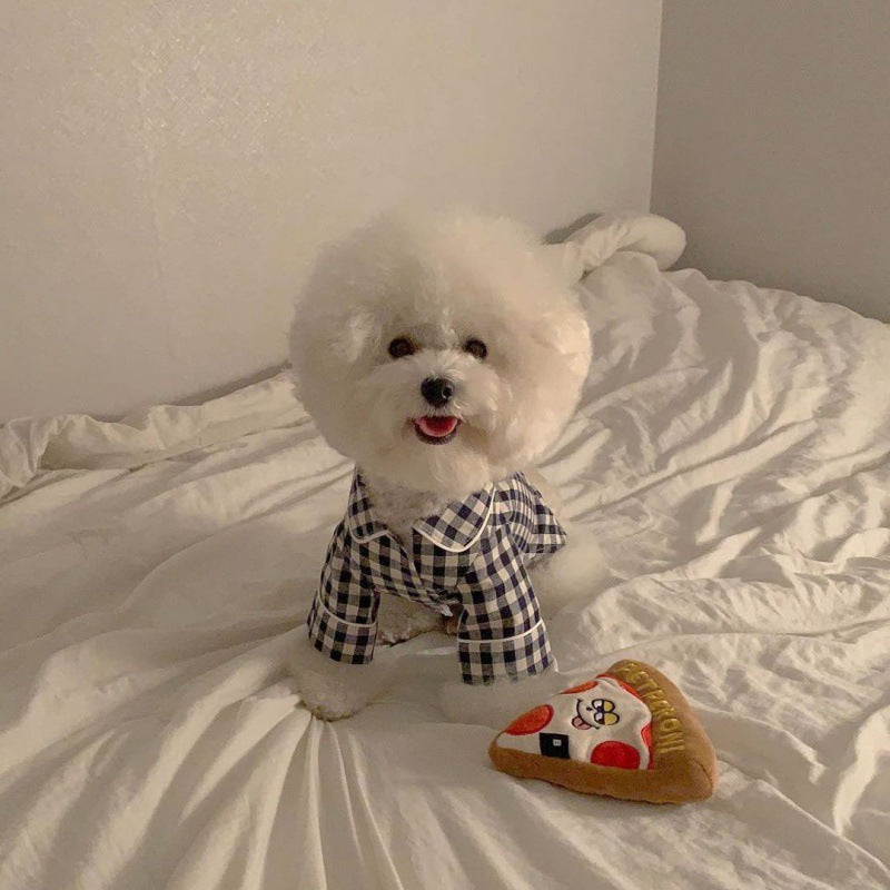 Plaid Khaki Blue Pocket Pajamas For Dogs