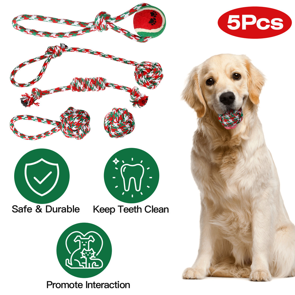 Set Of 5Pcs Dog Rope Chew Toys Dog Interactive Toys Set For Puppy Small Medium Aggressive Chewers Dogs Training Teething Playing